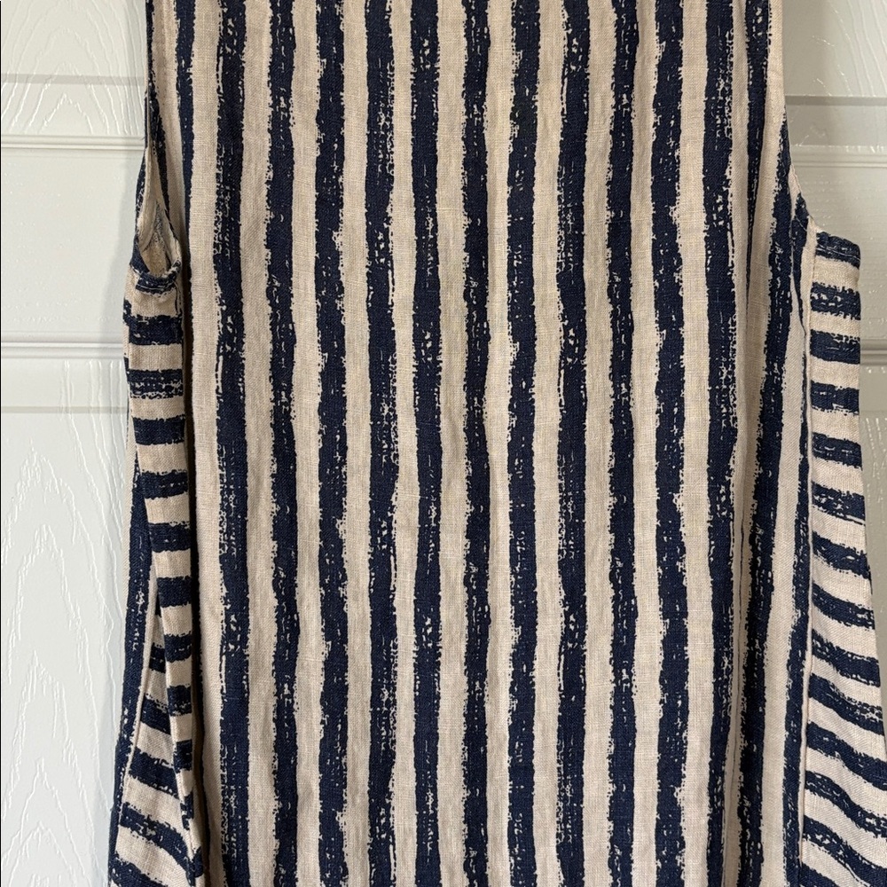 MARIE LA LUNE: 100% linen Made in Italy Striped Sleeveless Shirt Dress NWT - Picture 6 of 9